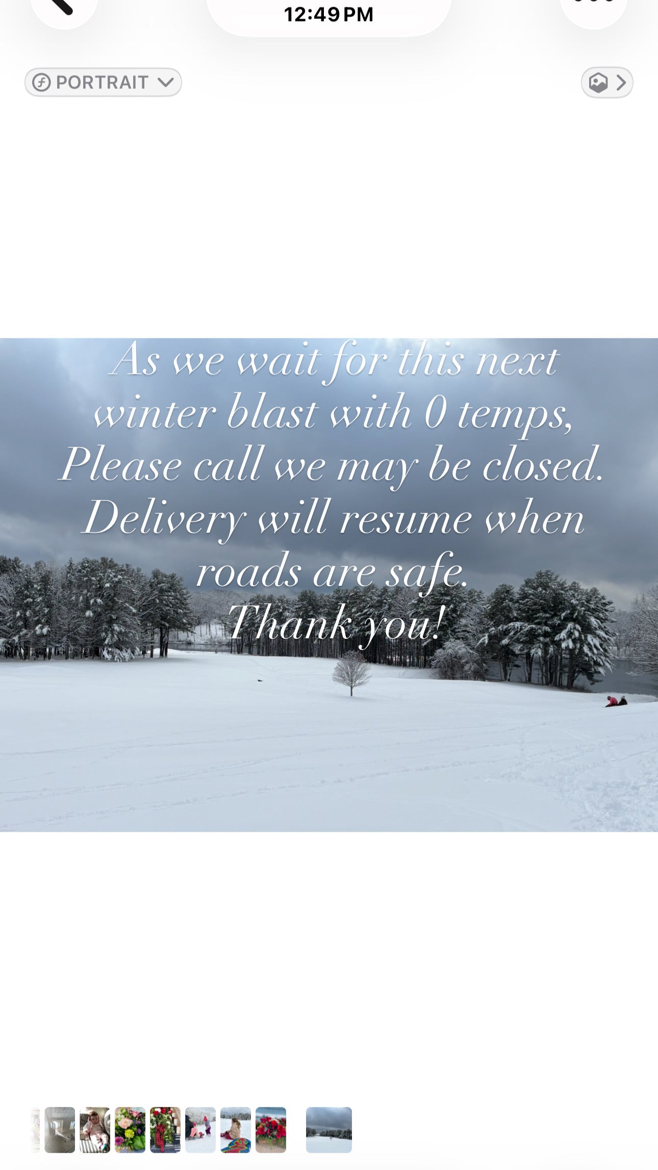 A Cold Blast!! Hours may be effected by winter storms Please call!!